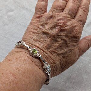 SU Sterling 8-Gemstone Bracelet 7.5"
